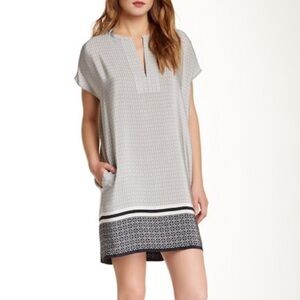 Vince Silk Printed Trapunto Dress Shift 100% Silk Small